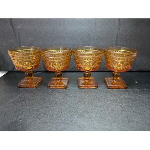 Indiana Glass Amber Goblets Set of 4, Colony Park Lane Design, Vintage Drinkware